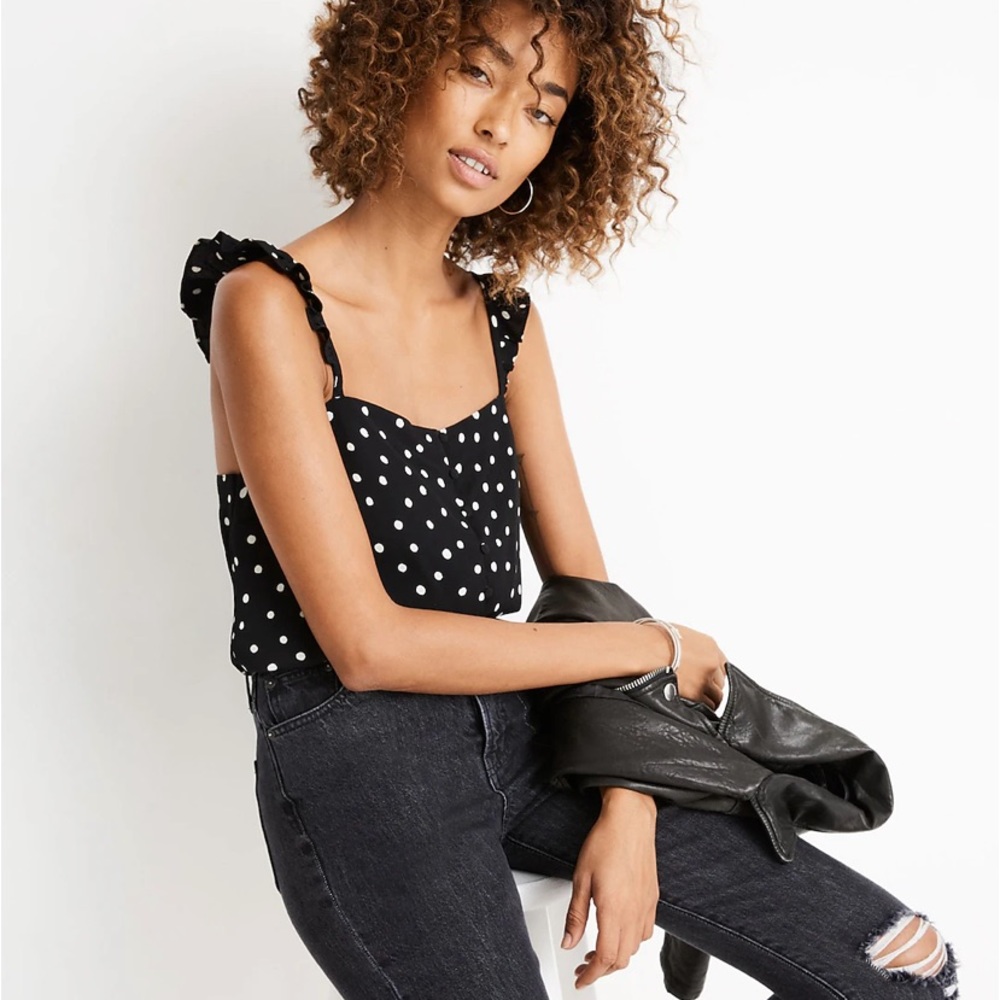 MADEWELL Ruffle Strap Polka Dot Cami Top Women’s Size 2